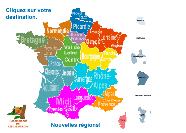 location des cabanes dans les arbres, la carte de France