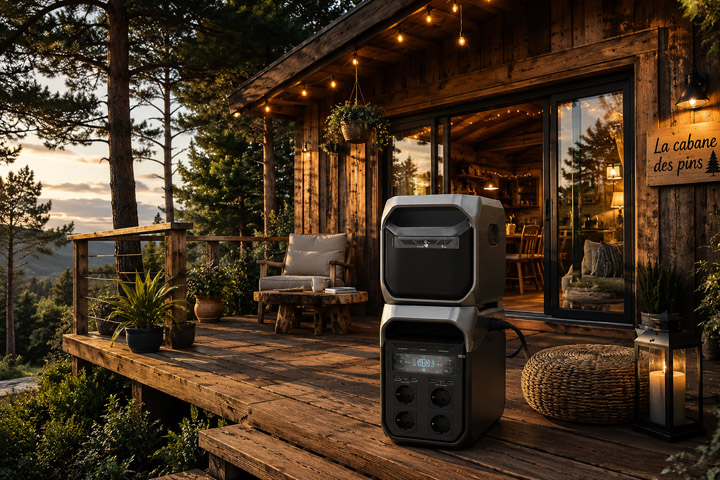 cabane avec station solaire